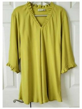 MASAI Copenhagen Lime Green Tunic XXL Lagenlook Viscose V-Neck NWOT